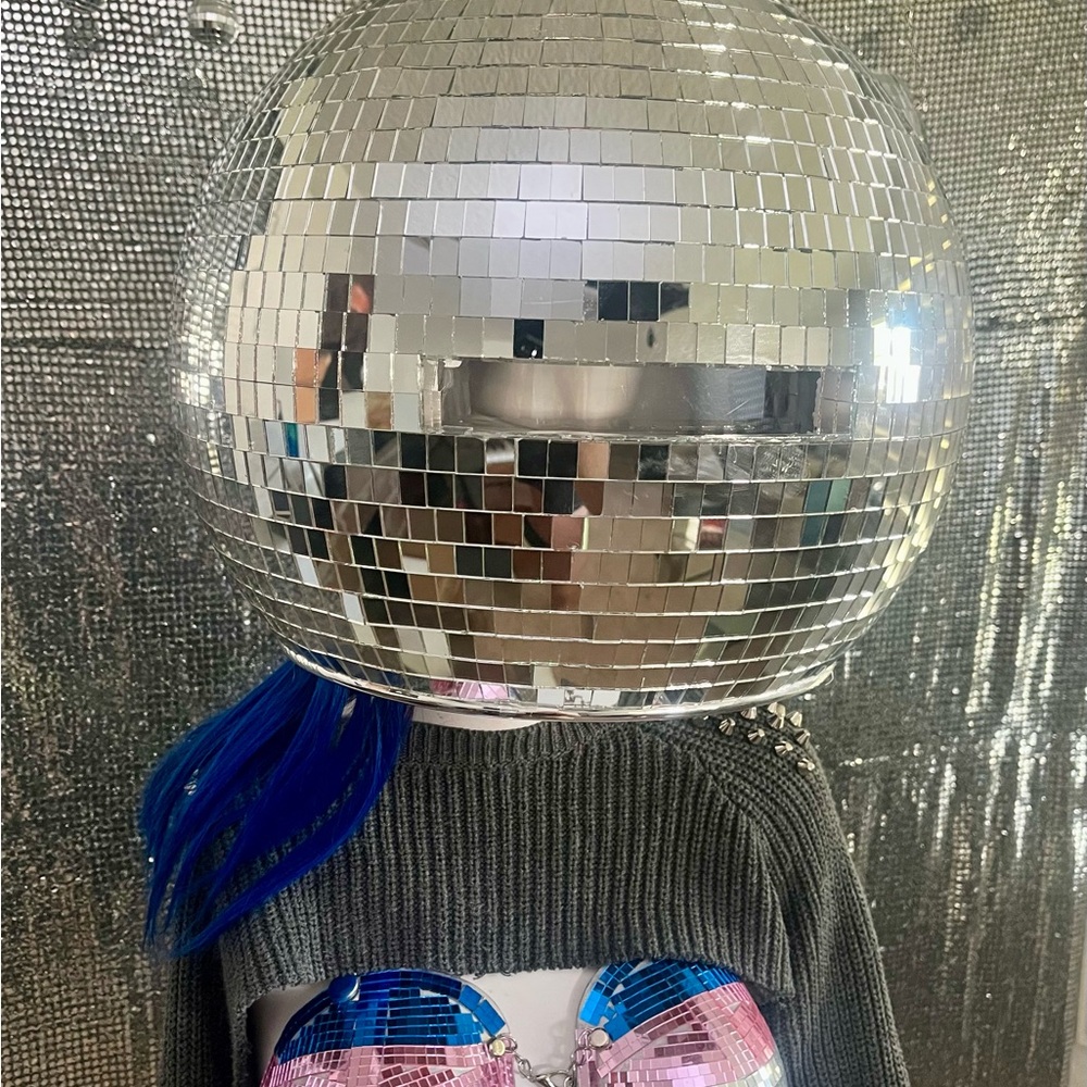 Silver Disco Ball Helmet